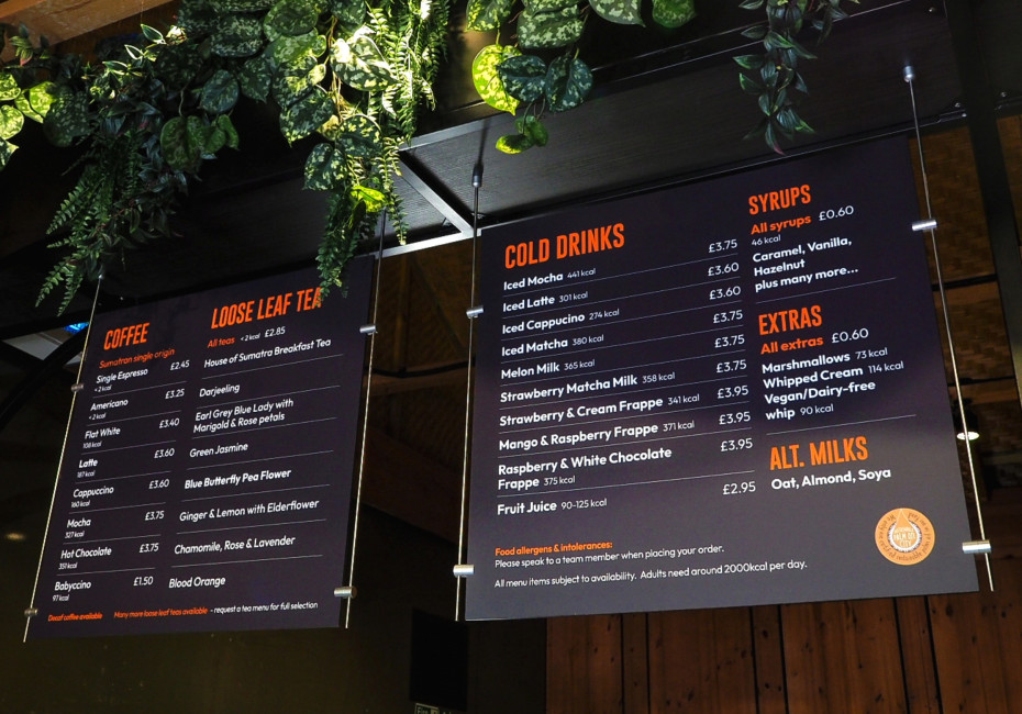 Chester Zoo cafe menu signage