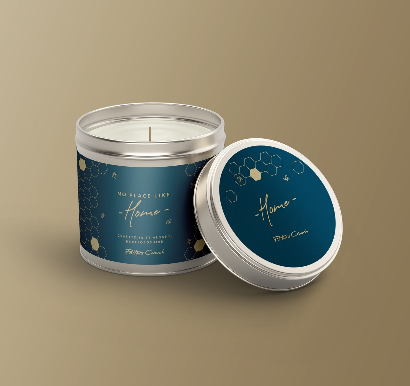 Potters Crouch Candle Tin Label Design by Root Studio