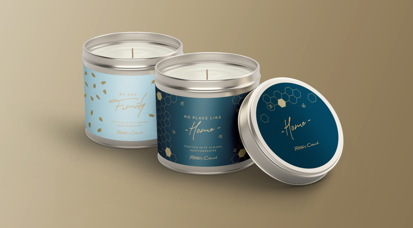 Potters Crouch Candle Tin Label Design by Root Studio