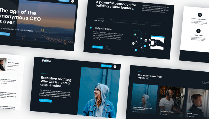 Profile PR London website design by Root Studio Lincoln