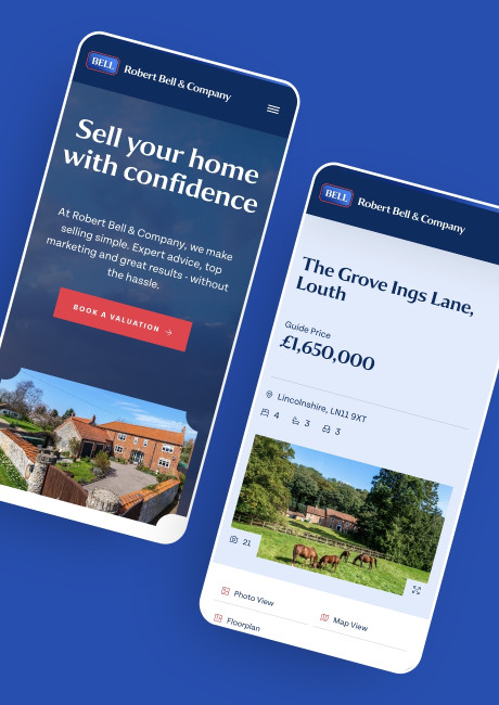 Robert Bell & Co estate agents website design, Lincoln