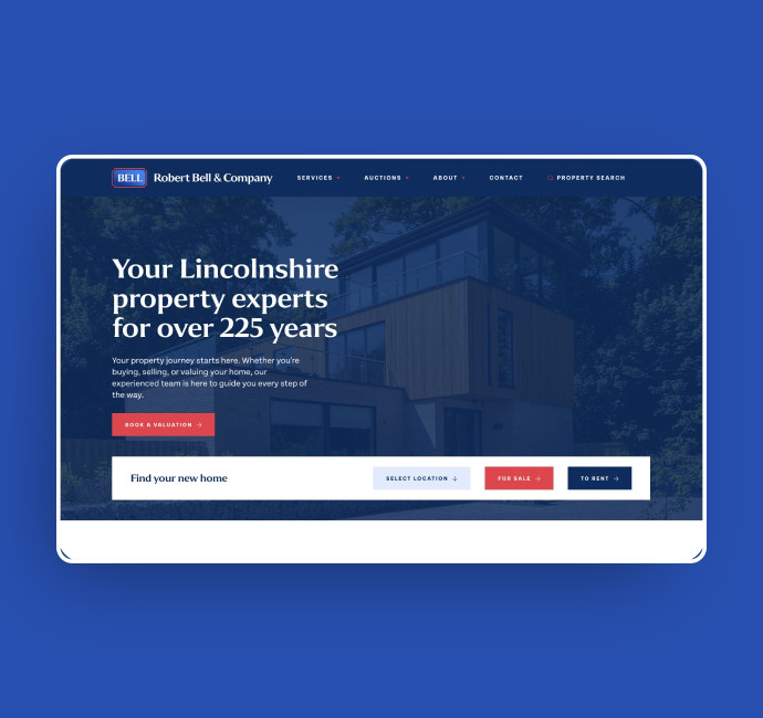 Robert Bell & Co estate agents website design, Lincoln