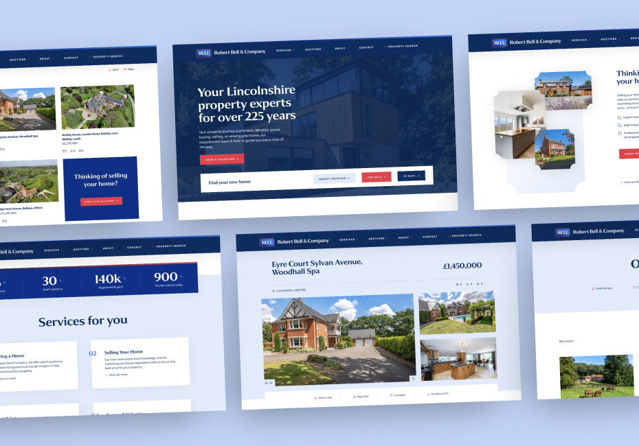 Robert Bell & Co Estate Agents website design, Lincoln