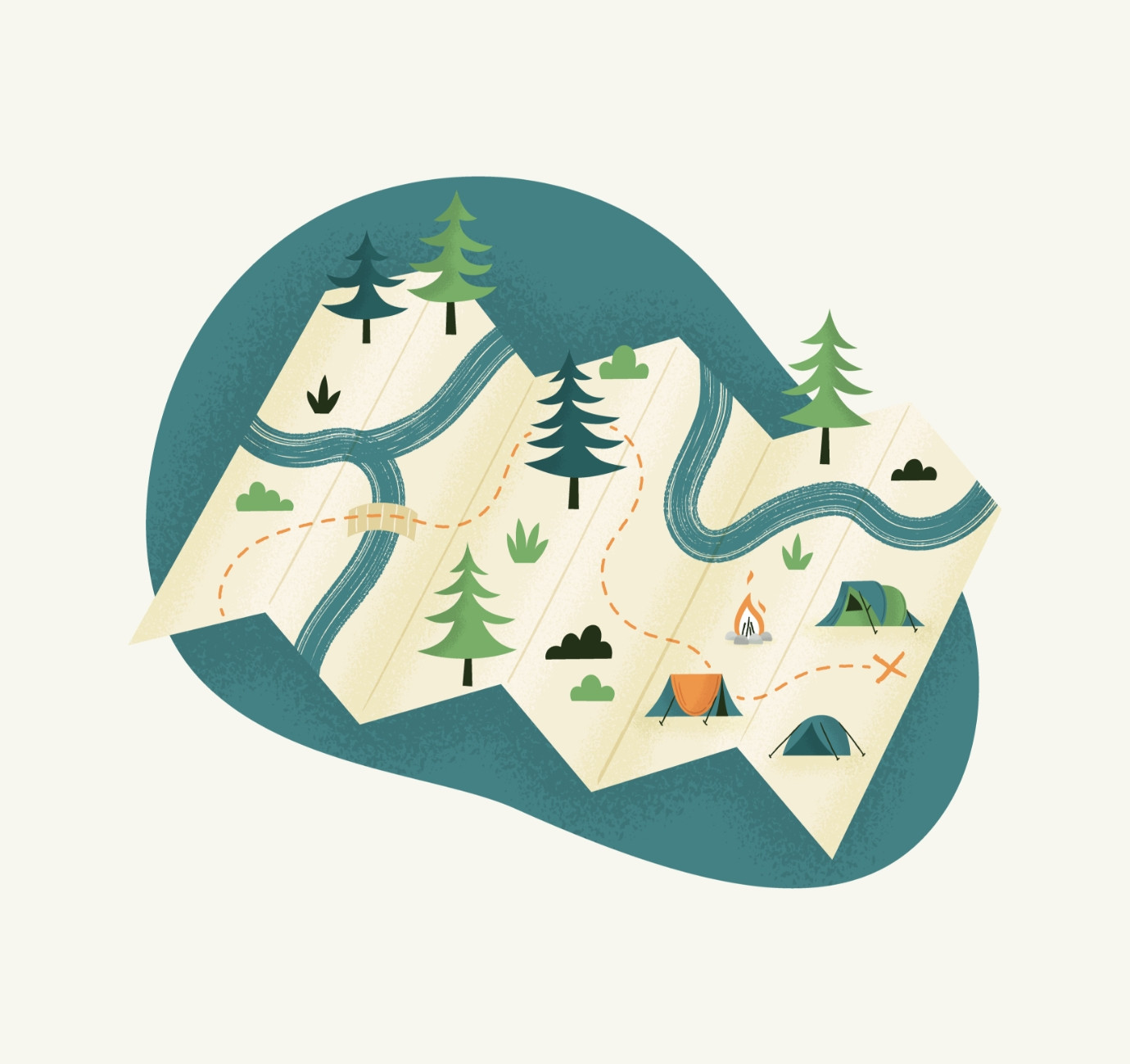 RV Booking illustration camper van camping design by Root Studio
