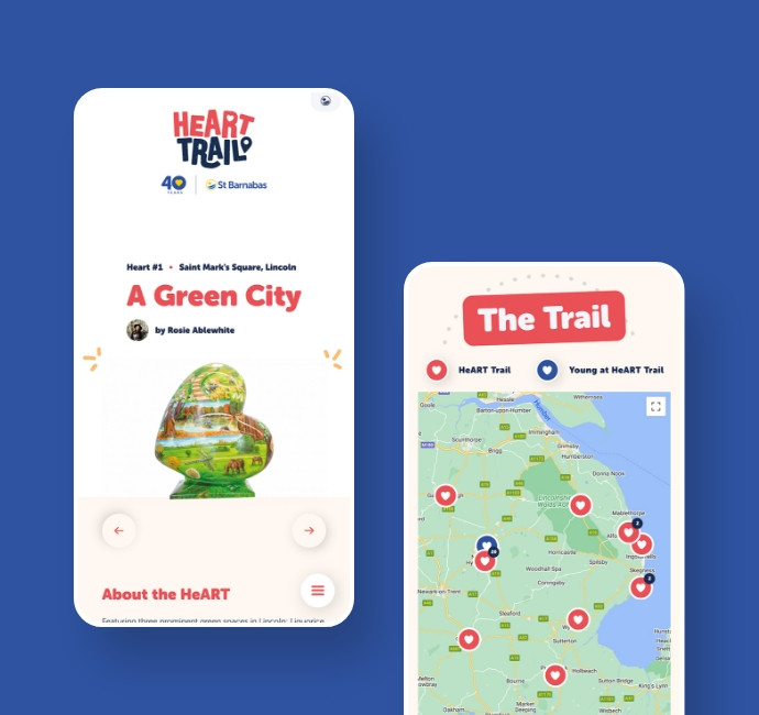 St Barnabas Lincoln Fundraising Heart Trail website design by Root Studio