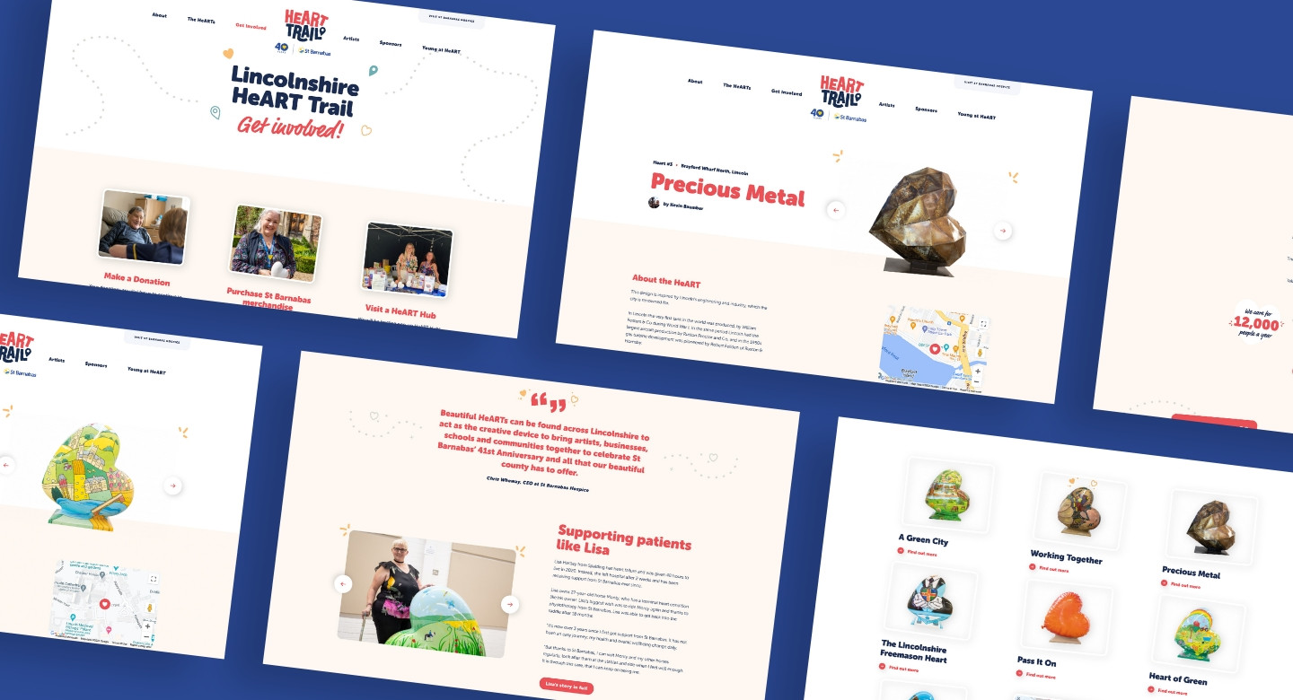 St Barnabas Lincoln Fundraising Heart Trail website design by Root Studio