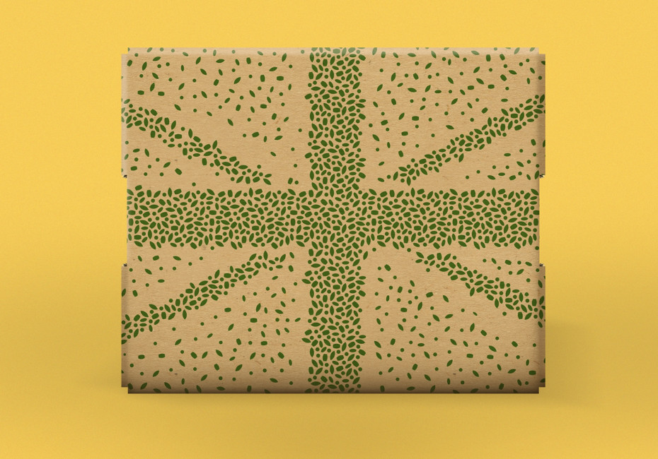 Staples Vegetables farm cardboard crate packaging design by Root Studio Union Jack