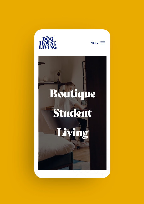 The Dog House Luxury Student Living website design by Root Studio