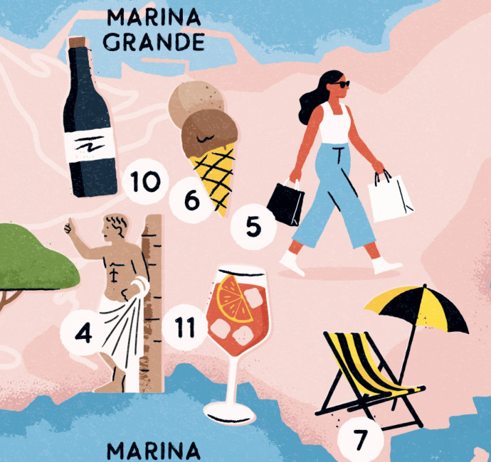 Capri island illustrated map design