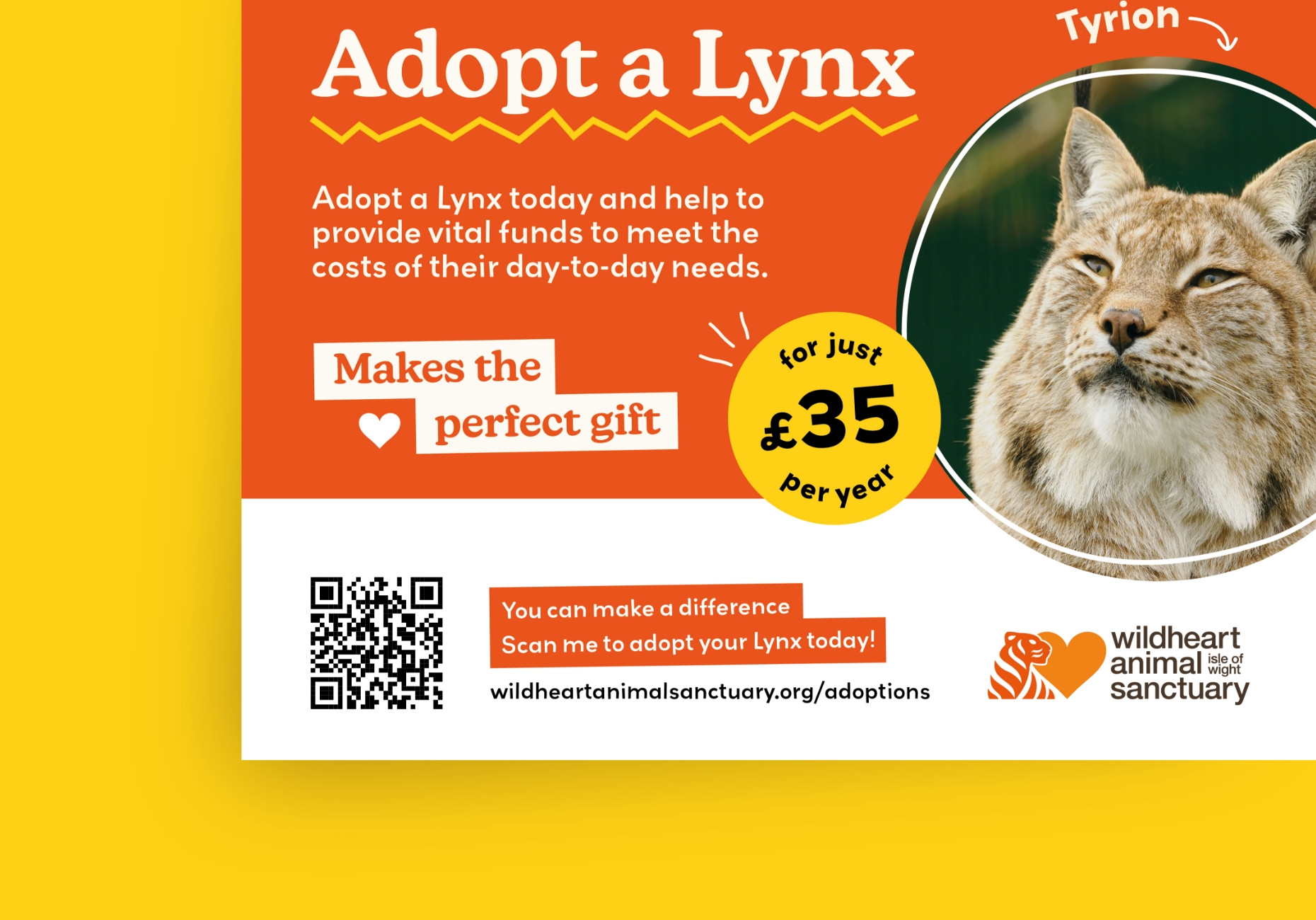 Wildheart Animal Sanctuary zoo adopt a Lynx sign design by Root Studio