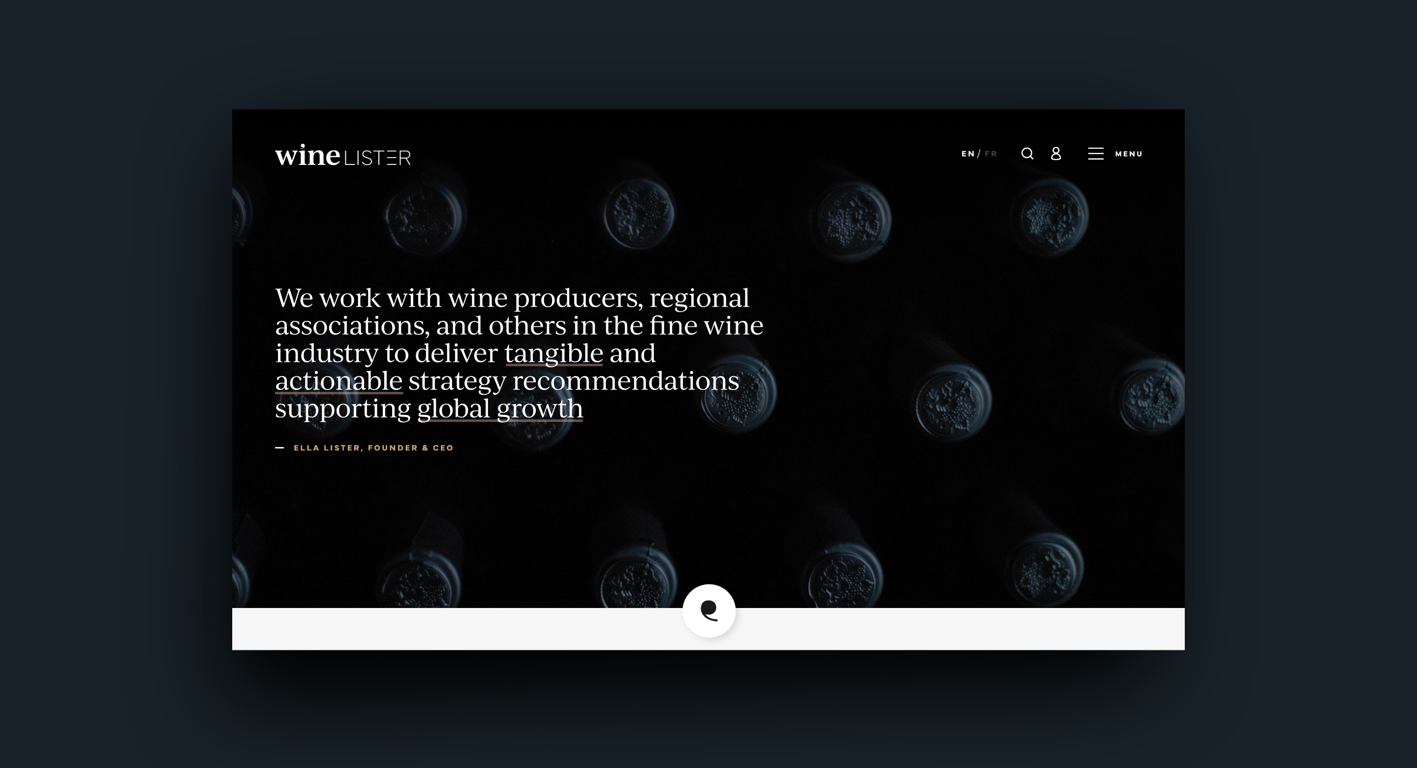 Wine Lister dark sophisticated website design