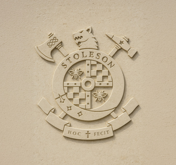 Stoleson wolf family crest design